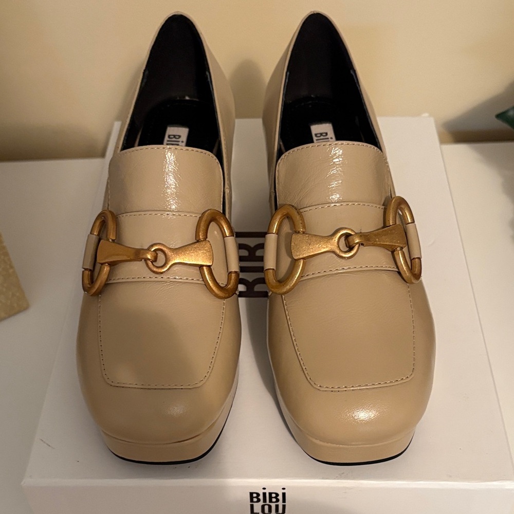 Bibi Lou Beige Loafers Brand New In Box size 36